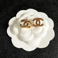 CHANEL 26S CHANEL CC LOGO WOVEN METAL STUD EARRINGS IN GOLD METAL 633305