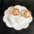 CHANEL 26S DOUBLE C LOGO MULTI CRYSTAL BEADED STUD EARRINGS IN GOLD METAL 633161