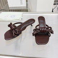 LOEWE 26S KITTEN HEEL KNOT SANDALS 45MM IN DARK BROWN CALFSKIN