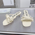 LOEWE 26S KITTEN HEEL KNOT SANDALS 45MM IN CREAM WHITE CALFSKIN