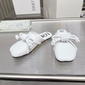 LOEWE 26S MULE LOAFERS IN WHITE CALFSKIN KNOT DETAIL