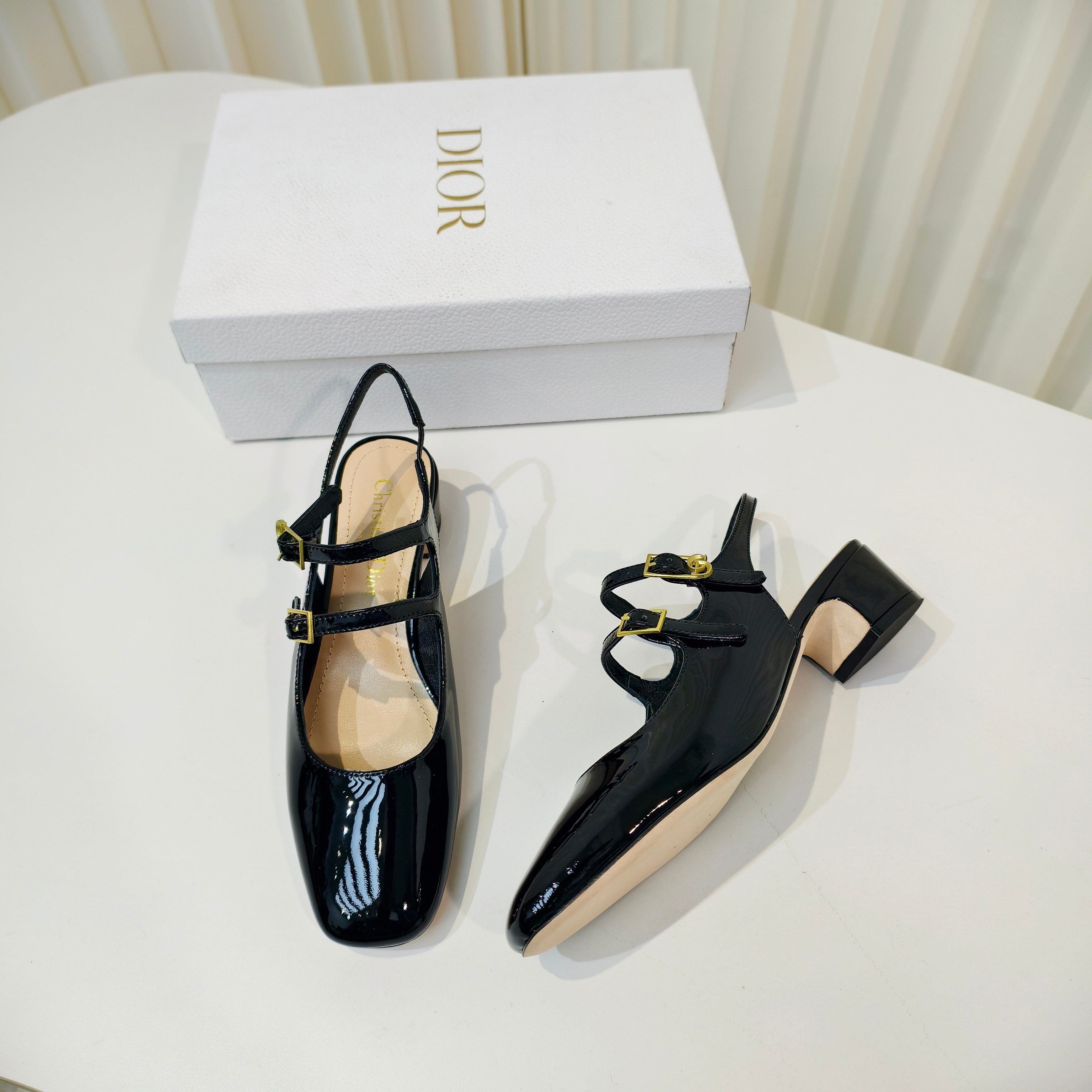 DIOR 26S SLINGBACK PUMP 40 MM IN BLACK PATENT CALFSKIN