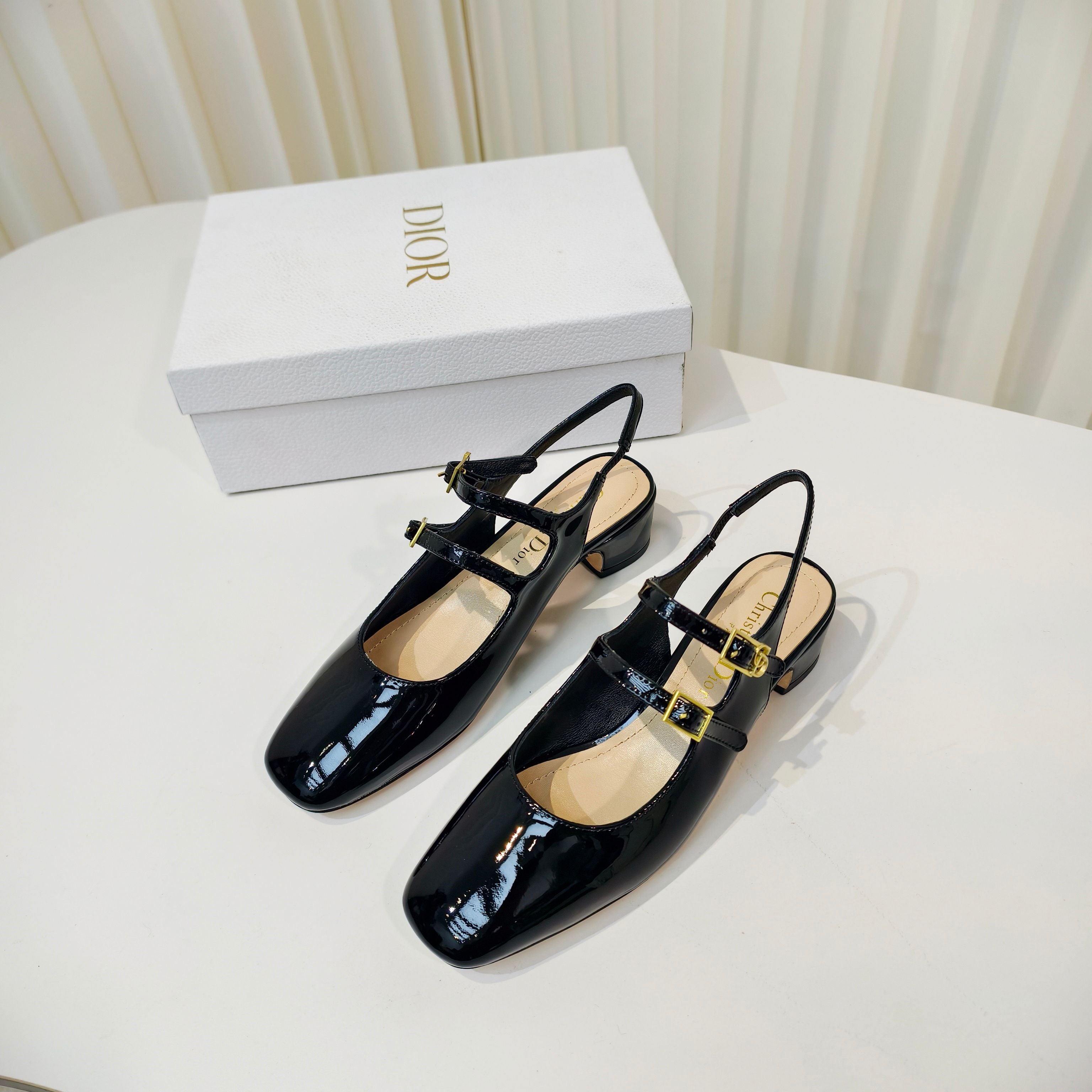 DIOR 26S SLINGBACK PUMP 40 MM IN BLACK PATENT CALFSKIN