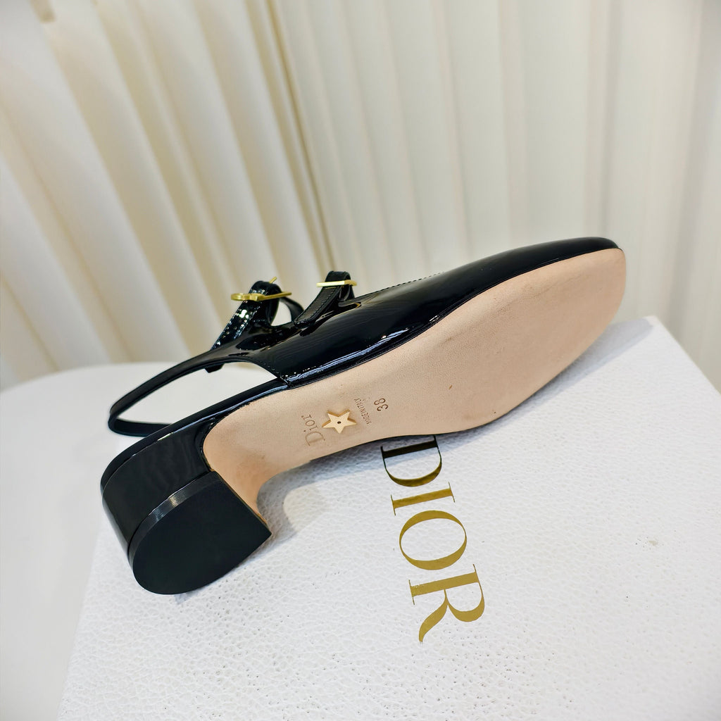 DIOR 26S SLINGBACK PUMP 40 MM IN BLACK PATENT CALFSKIN