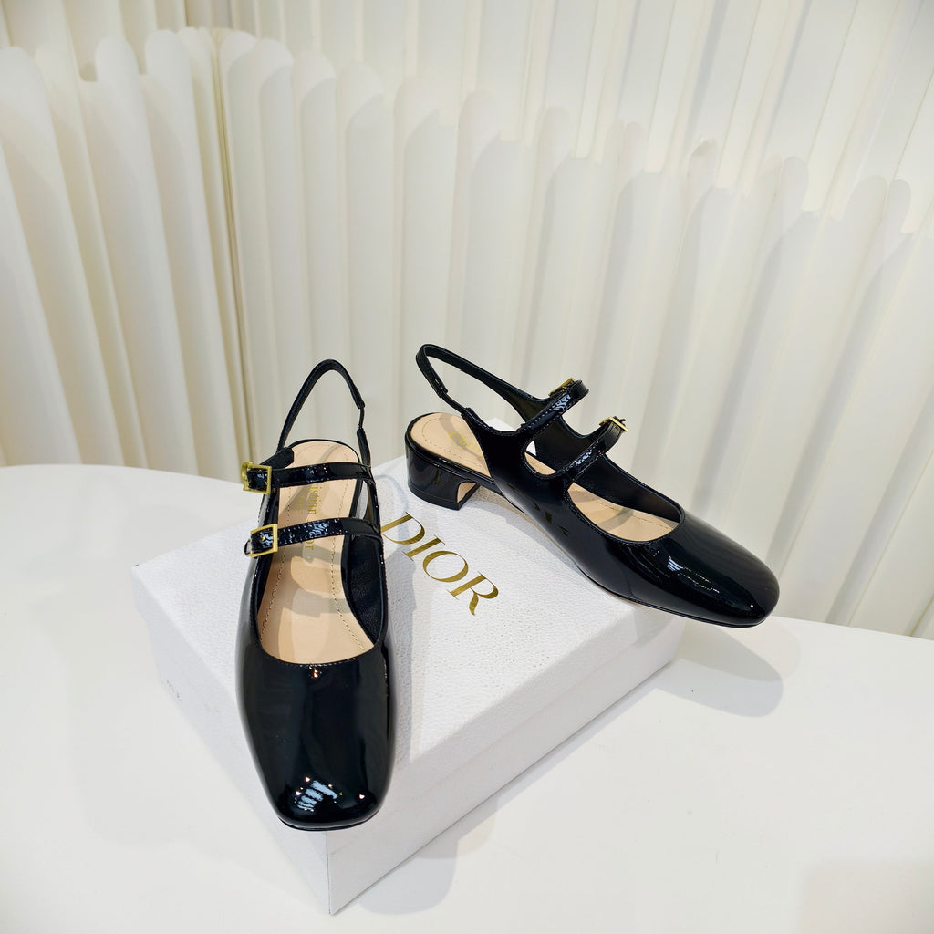 DIOR 26S SLINGBACK PUMP 40 MM IN BLACK PATENT CALFSKIN