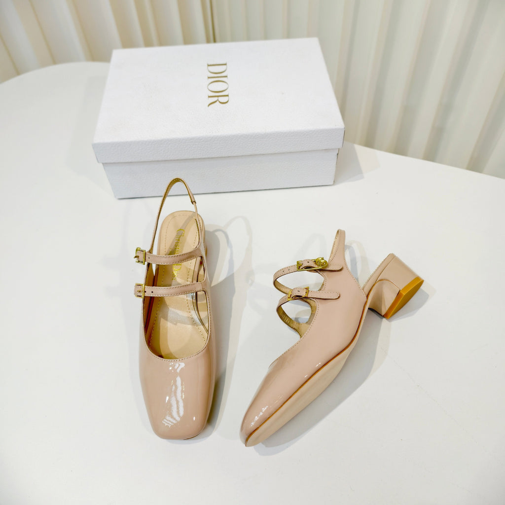 DIOR 26S SLINGBACK PUMP 40 MM IN NUDE PATENT CALFSKIN