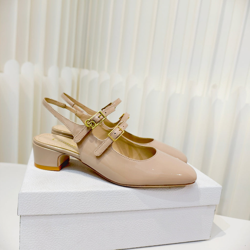 DIOR 26S SLINGBACK PUMP 40 MM IN NUDE PATENT CALFSKIN