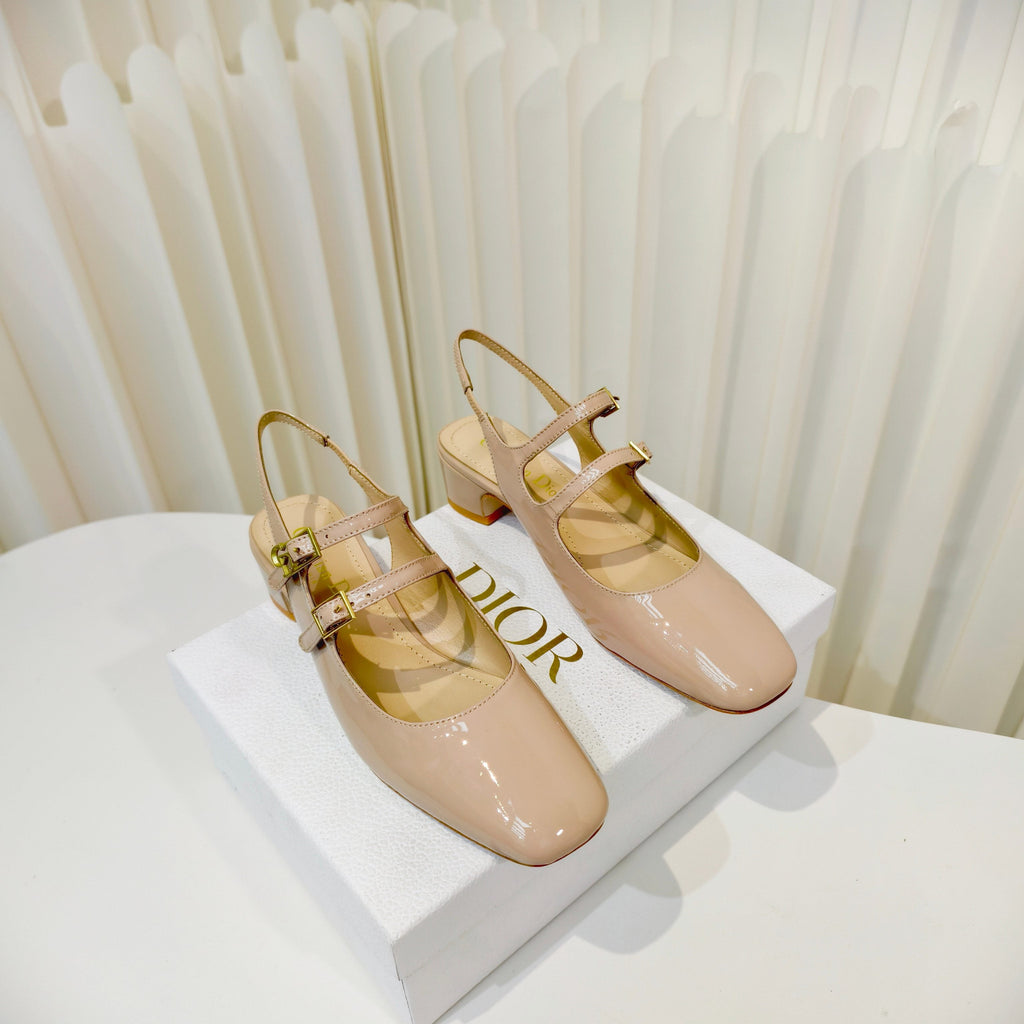 DIOR 26S SLINGBACK PUMP 40 MM IN NUDE PATENT CALFSKIN
