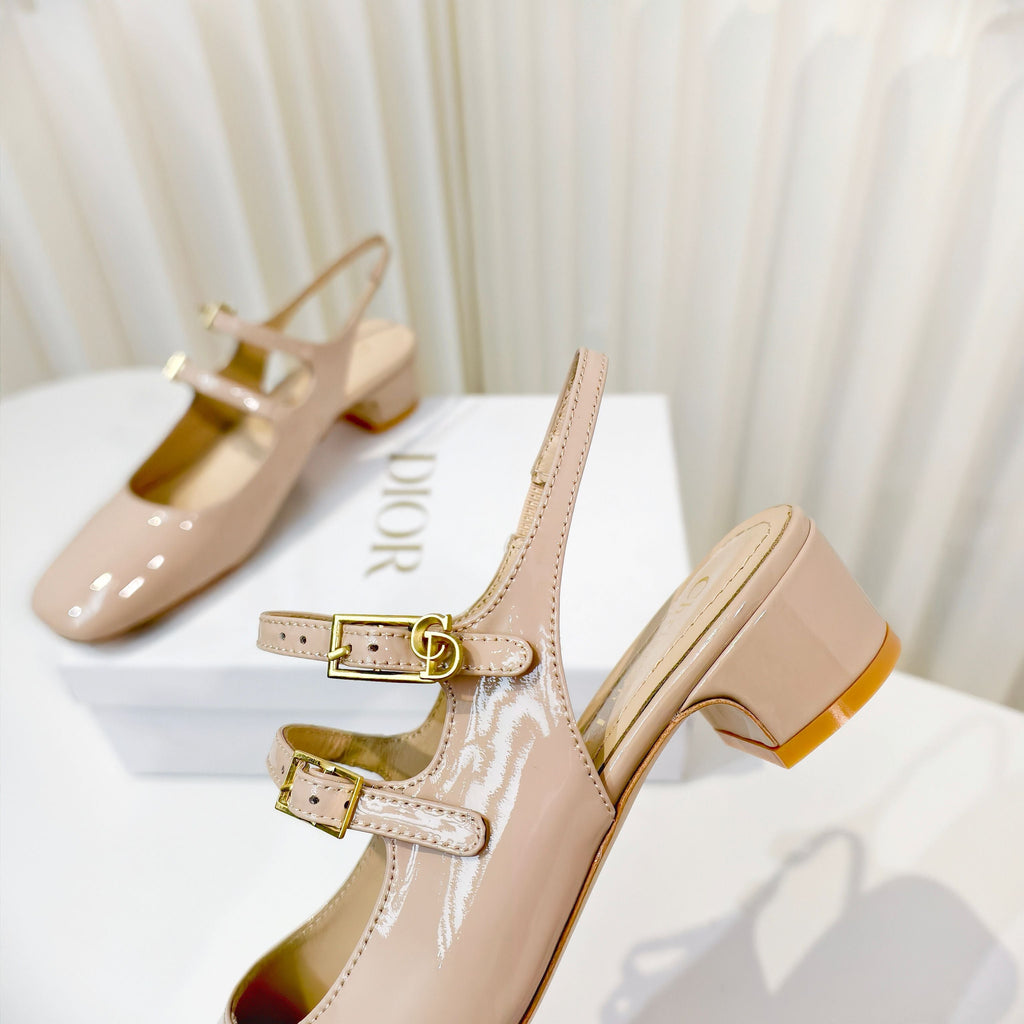 DIOR 26S SLINGBACK PUMP 40 MM IN NUDE PATENT CALFSKIN