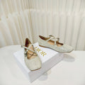 DIOR 26S MARY JANE FLATS IN SILVER SEQUIN EMBROIDERED FABRIC