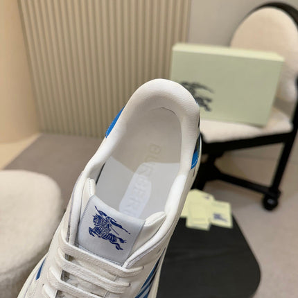 BURBERRY 26S SNEAKERS IN WHITE AND BLUE CALFSKIN