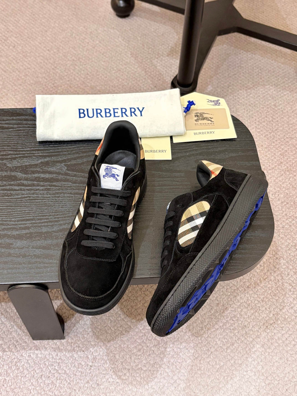 BURBERRY 26S SNEAKERS IN BLACK SUEDE