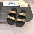 BURBERRY 26S DOUBLE BUCKLE SANDALS IN BLACK SUEDE