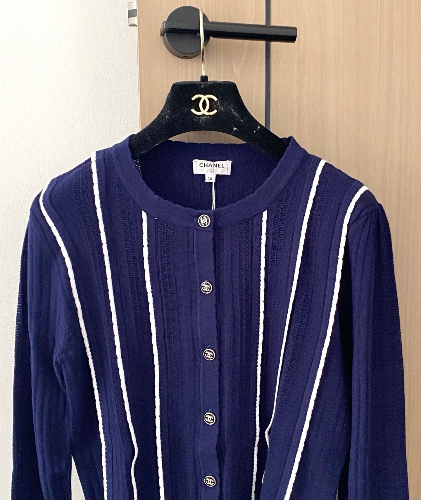 CC 25 Cardigan In Navy Blue Wool