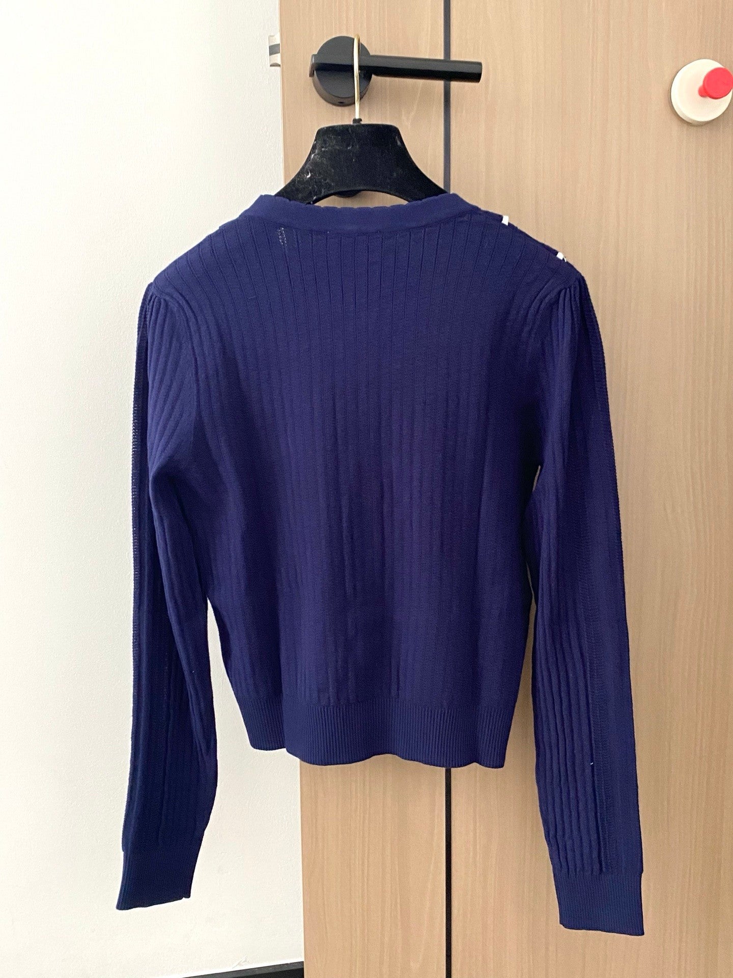 CC 25 Cardigan In Navy Blue Wool