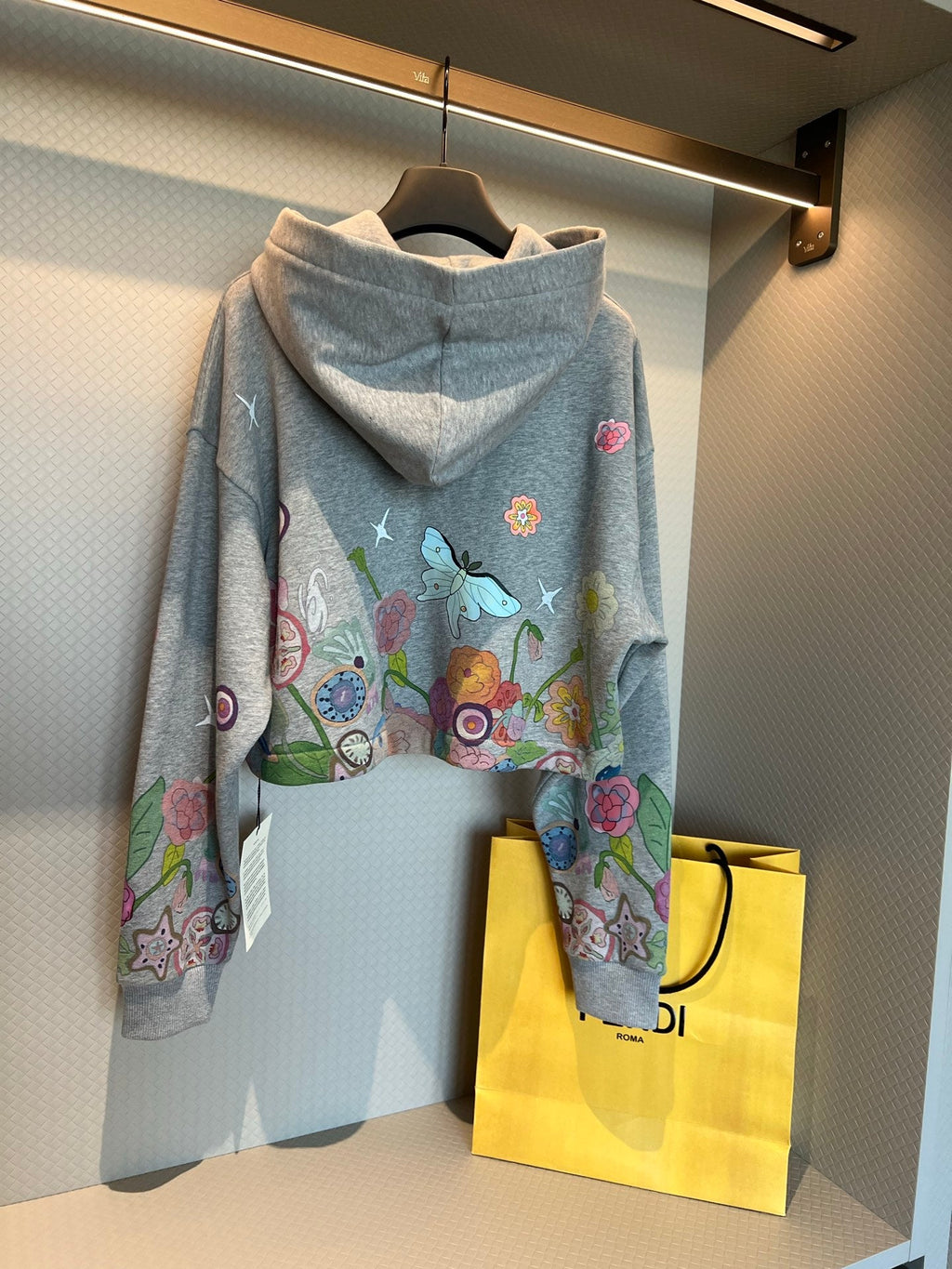 FENDI 26S PRINTED CROPPED HOODIE 142