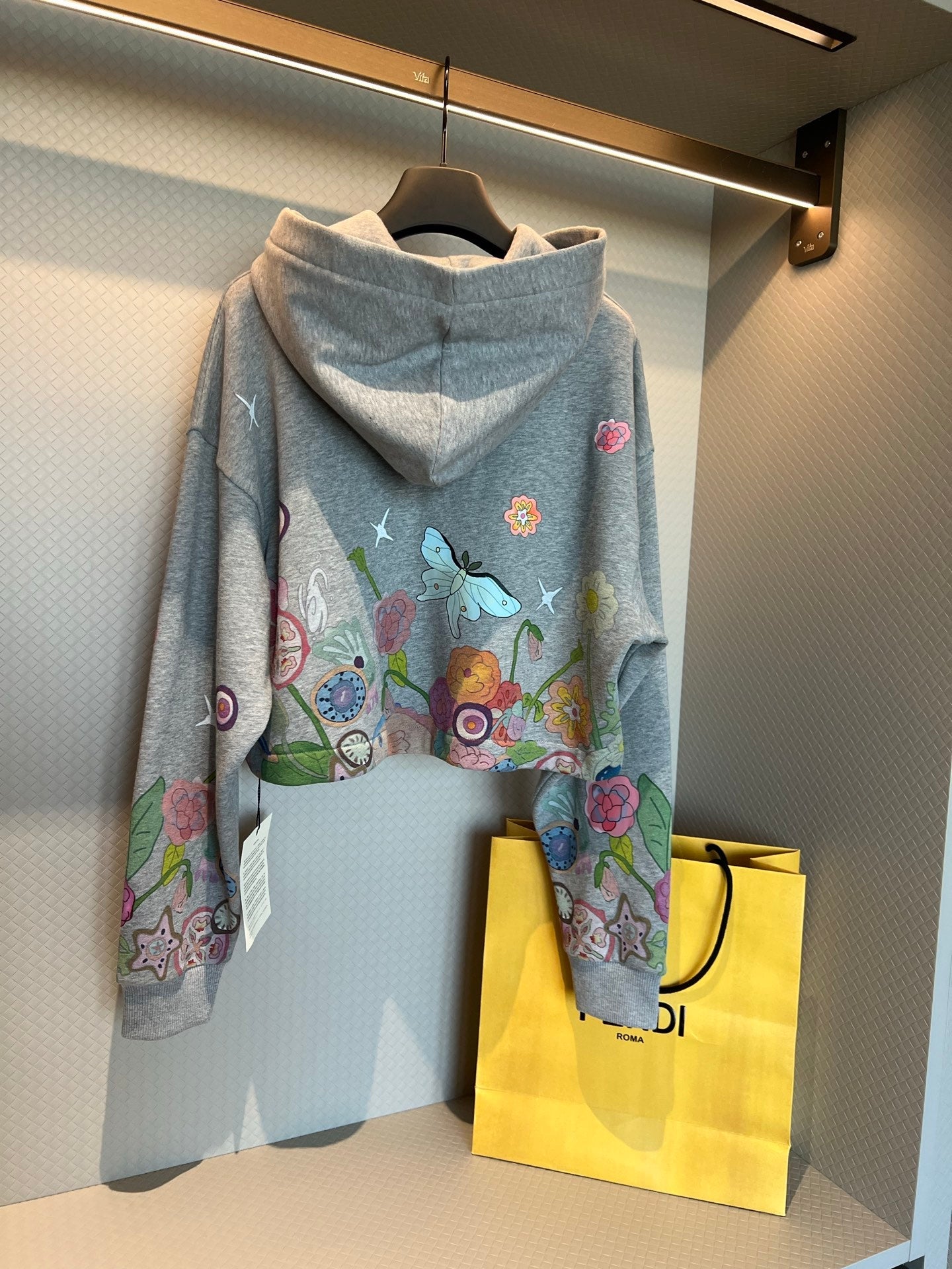 FENDI 26S PRINTED CROPPED HOODIE 142