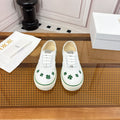 DIOR 26S LOW TOP SNEAKERS 35MM IN WHITE CANVAS WITH CLOVER EMBROIDERY