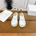 DIOR 26S LOW TOP SNEAKERS IN WHITE CANVAS WITH FLORAL EMBROIDERY