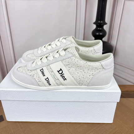 DIOR 26S SNEAKERS IN LIGHT GREY SUEDE AND TWEED