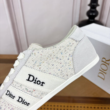 DIOR 26S SNEAKERS IN LIGHT GREY SUEDE AND TWEED
