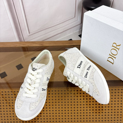 DIOR 26S SNEAKERS IN LIGHT GREY SUEDE AND TWEED