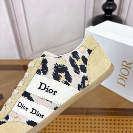 DIOR 26S SNEAKERS IN BEIGE SUEDE AND LEOPARD PRINT CANVAS