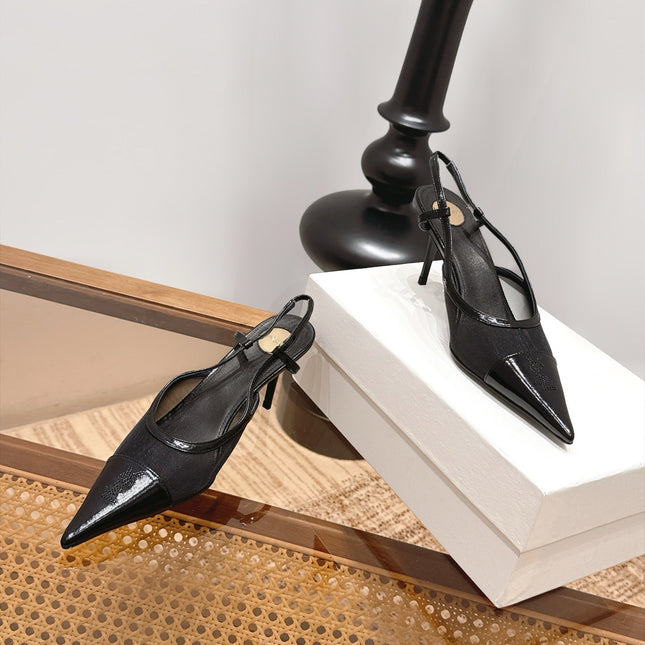 YSL 26S SLINGBACK PUMPS 75 MM IN BLACK CALFSKIN & MESH