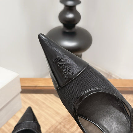 YSL 26S SLINGBACK PUMPS 75 MM IN BLACK CALFSKIN & MESH