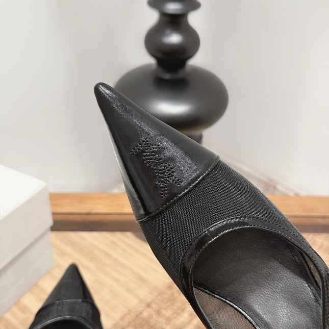 YSL 26S SLINGBACK PUMPS 75 MM IN BLACK CALFSKIN & MESH