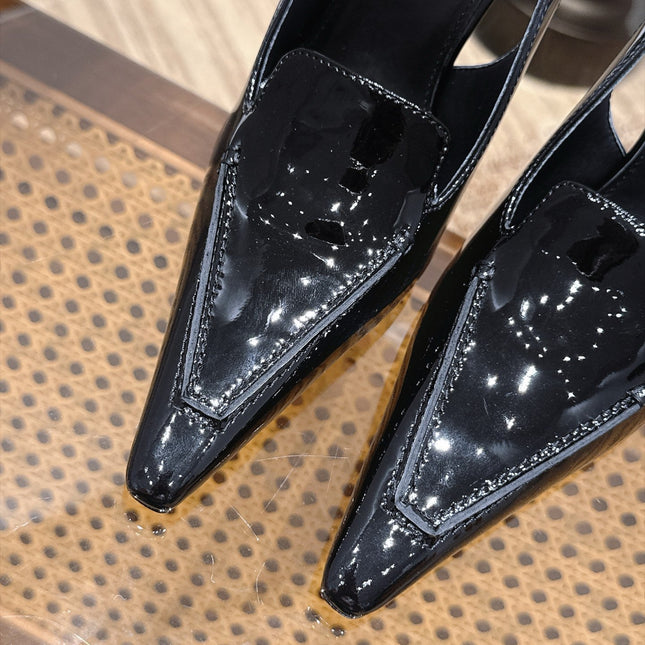 YSL 26S POINTED-TOE SLINGBACK 105 MM IN BLACK PATENT CALFSKIN