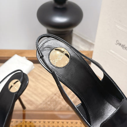 YSL 26S POINTED-TOE SLINGBACK 105 MM IN BLACK SHINY CALFSKIN