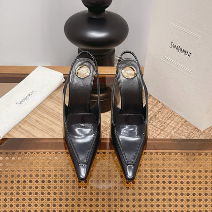 YSL 26S POINTED-TOE SLINGBACK 105 MM IN BLACK SHINY CALFSKIN