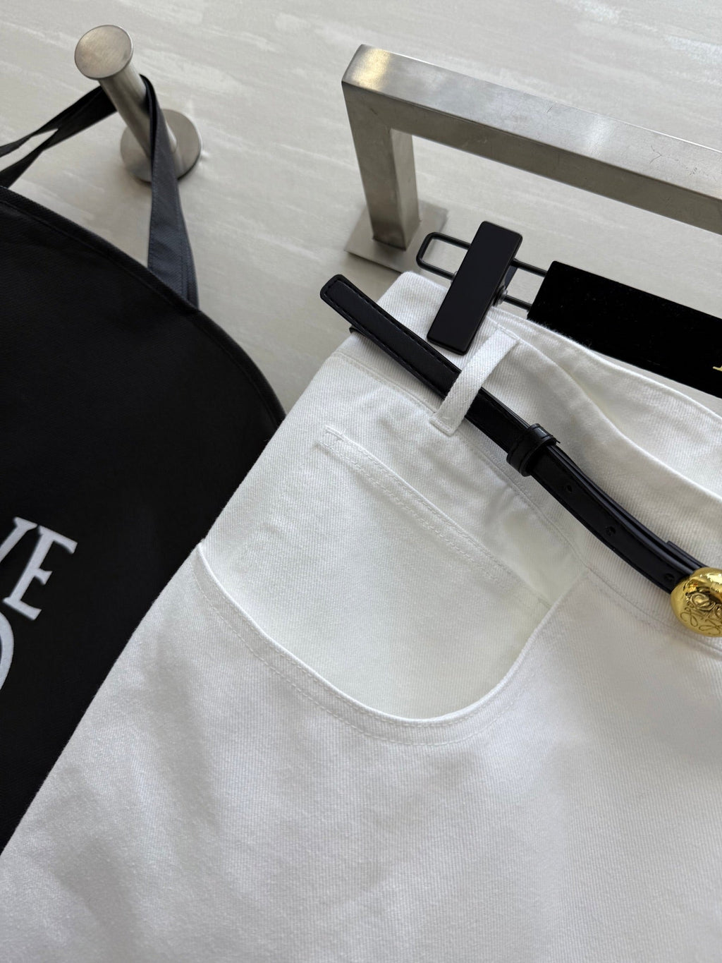 Loewe 25 Belt Skirt White Cotton