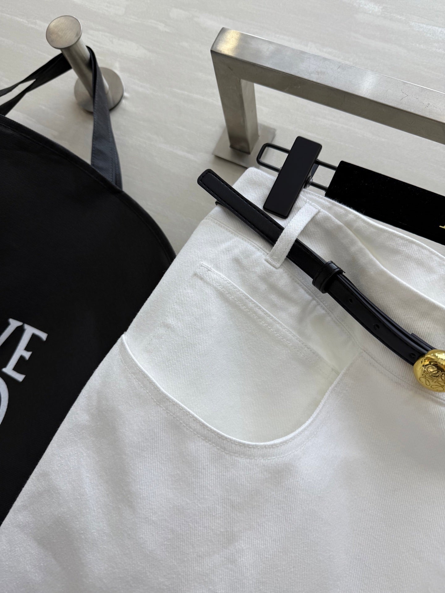Loewe 25 Belt Skirt White Cotton