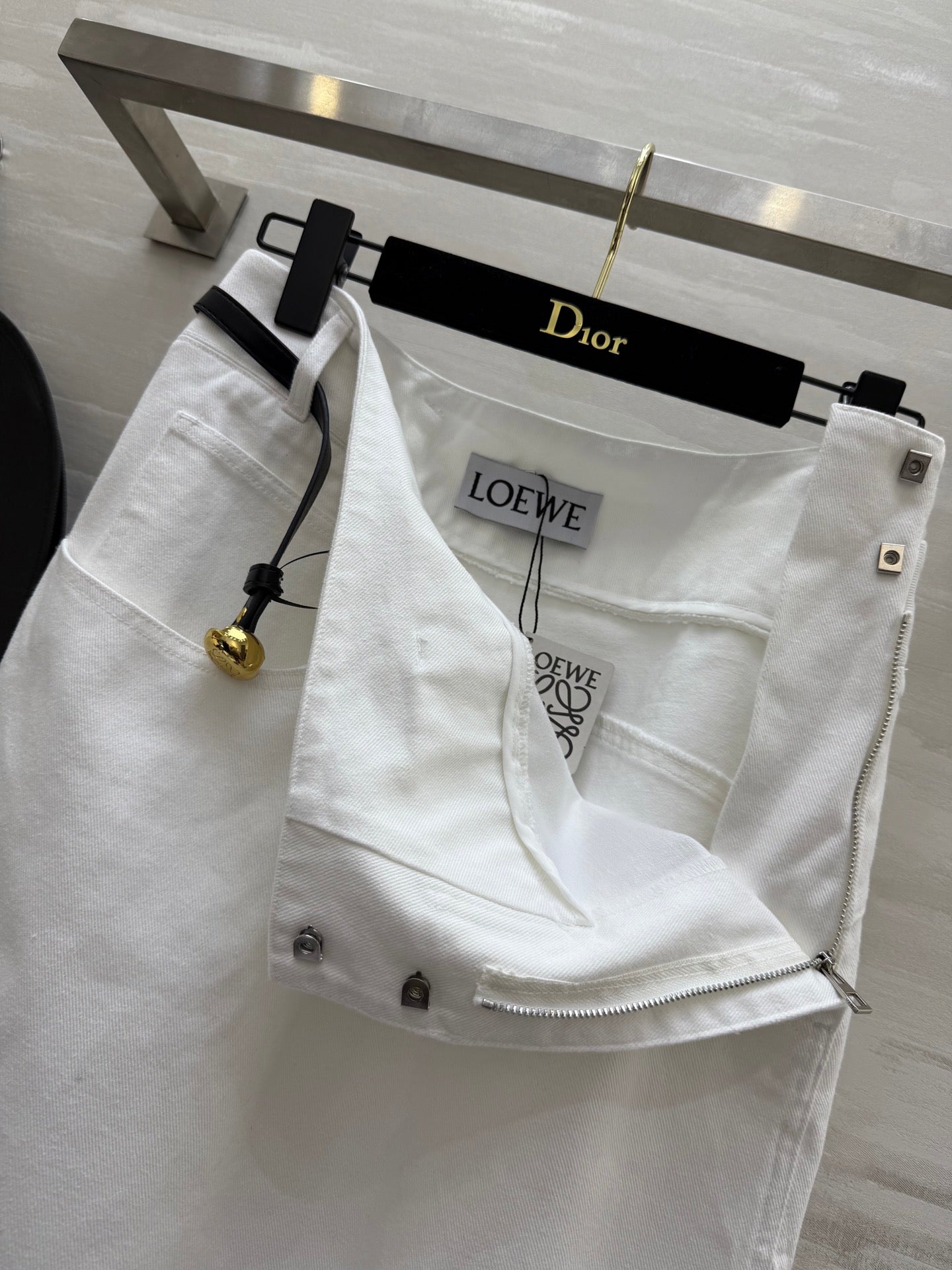 Loewe 25 Belt Skirt White Cotton