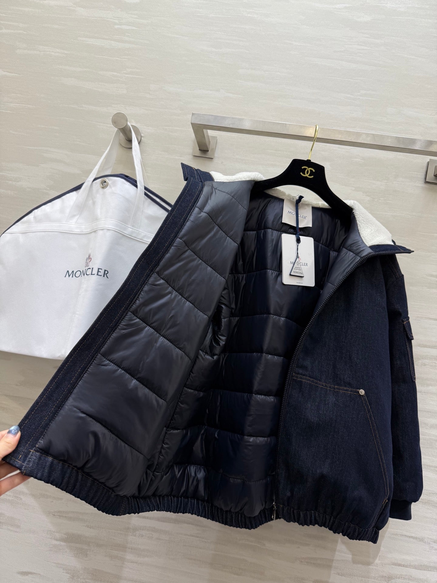 MONCLER 25S COTTON DENIM HOODED JACKET 345