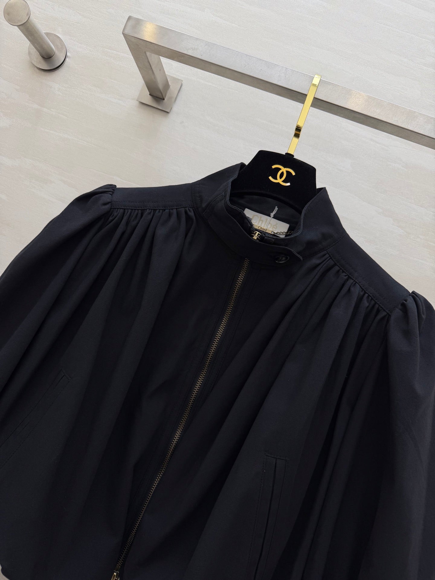 CHLOE BOULE JACKET IN BLACK COTTON