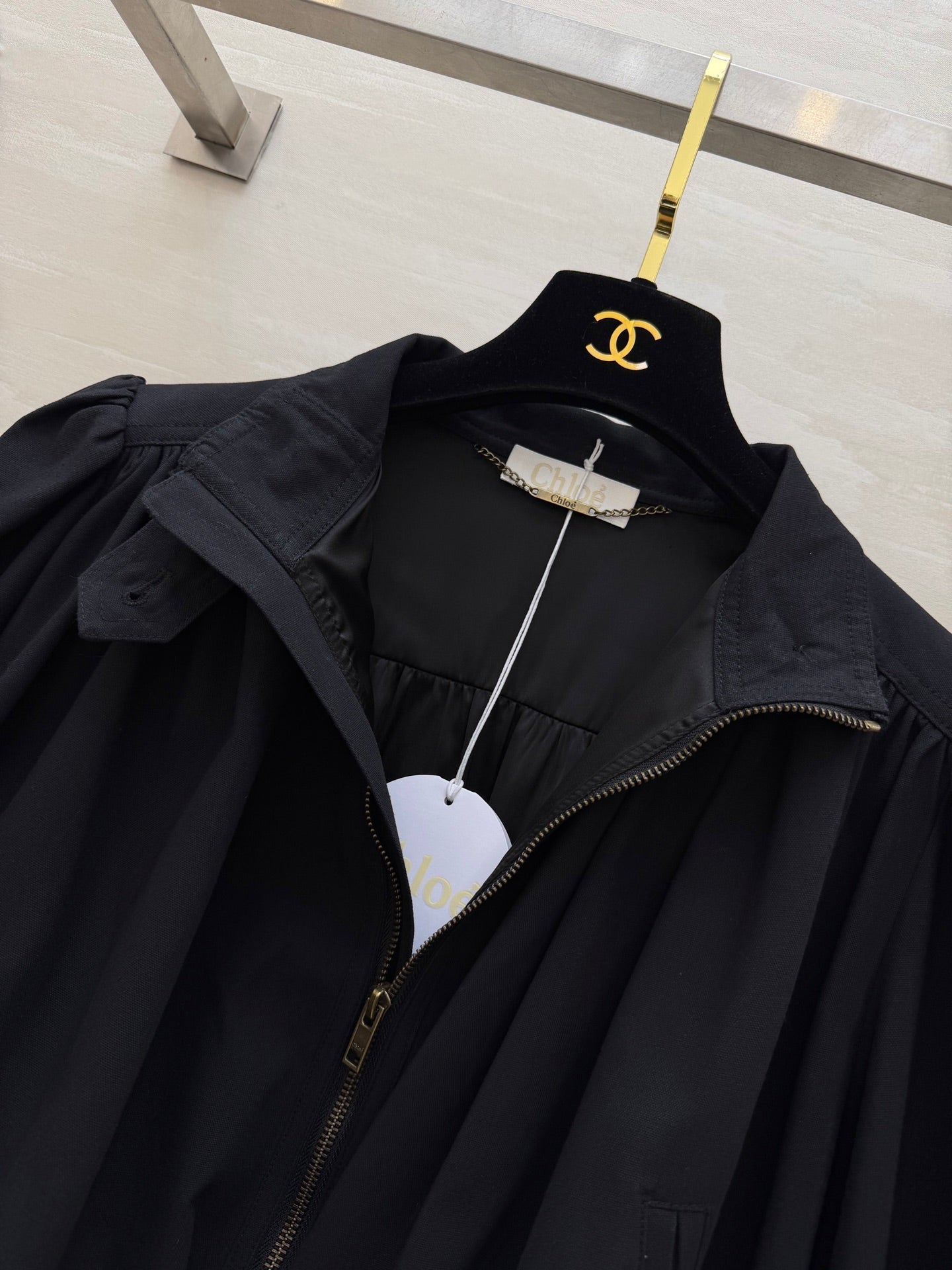 CHLOE BOULE JACKET IN BLACK COTTON