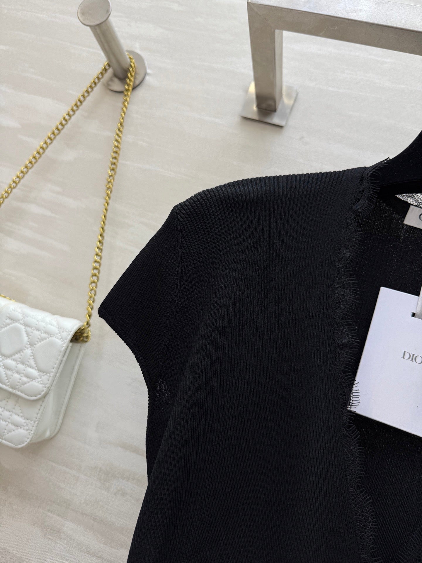 DIOR 26S CROSSOVER LACE-TRIM TOP 1201