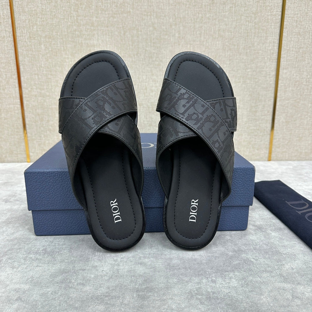 CD ALIAS SANDAL BLACK EMBOSSED CALFSKIN