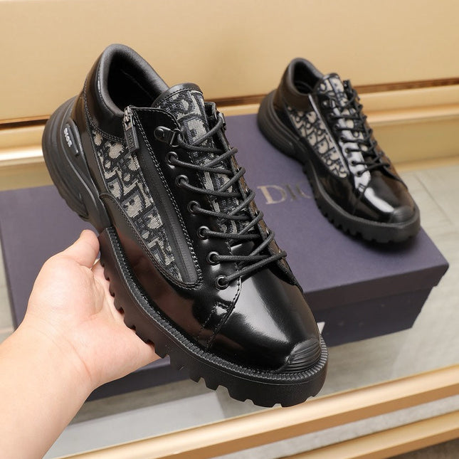 CD COMBAT DERBY SHOE BLACK AND BEIGE POLISHED CALFSKIN