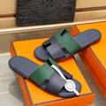 HM IZMIR SANDAL BLACK AND DARK GREEN LAMBSKIN