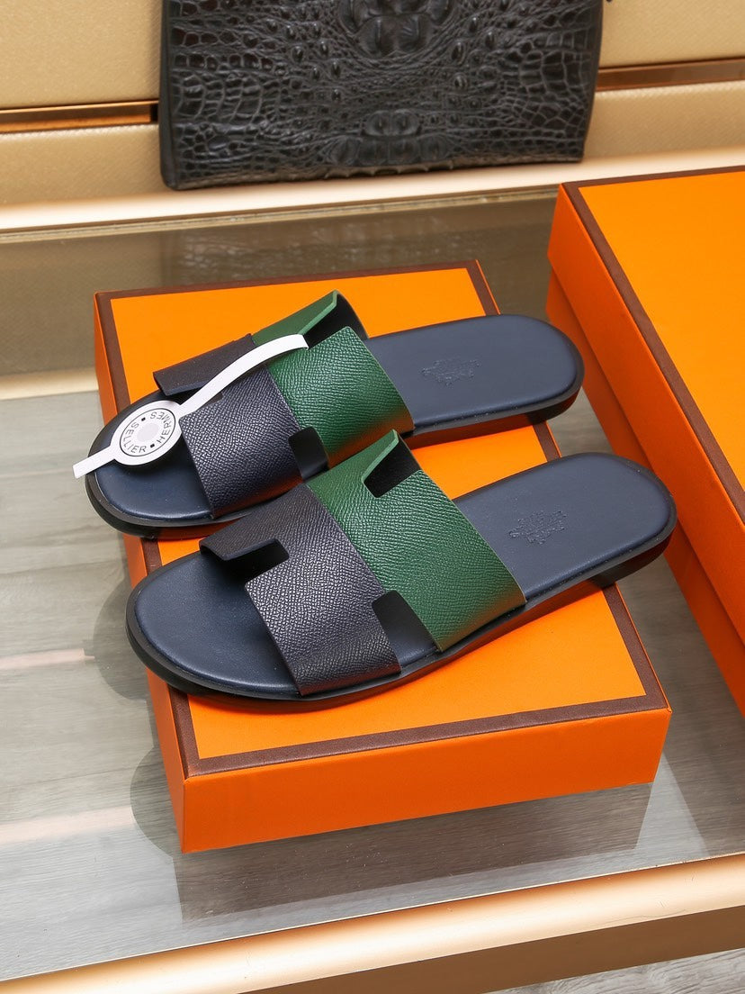 HM IZMIR SANDAL BLACK AND DARK GREEN LAMBSKIN