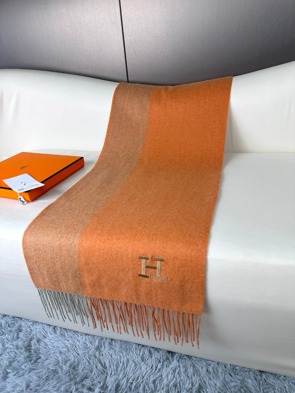 HERMES 26S LONG SCARF 190 IN CASHMERE 309792