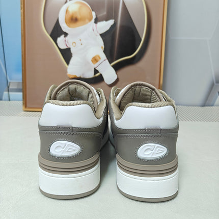 DIOR 26S LOW-TOP SNEAKER IN WHITE AND LIGHT OLIVE BROWN CALFSKIN