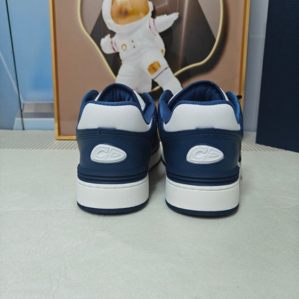 DIOR 26S LOW-TOP SNEAKER IN WHITE AND NAVY BLUE CALFSKIN