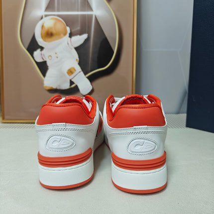 DIOR 26S LOW-TOP SNEAKER IN WHITE AND ORANGE CALFSKIN
