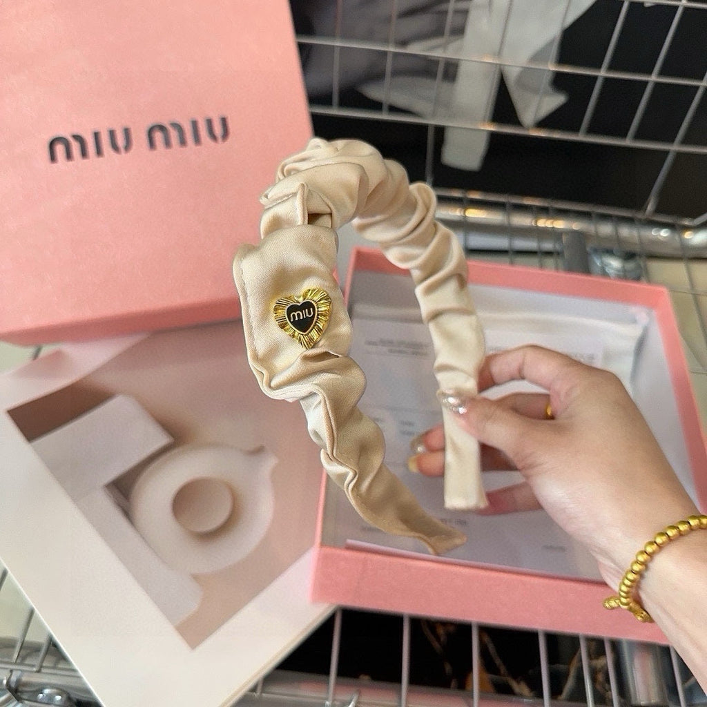 HEADBAND IN BEIGE COTTON GOLD HARDWARE 425519