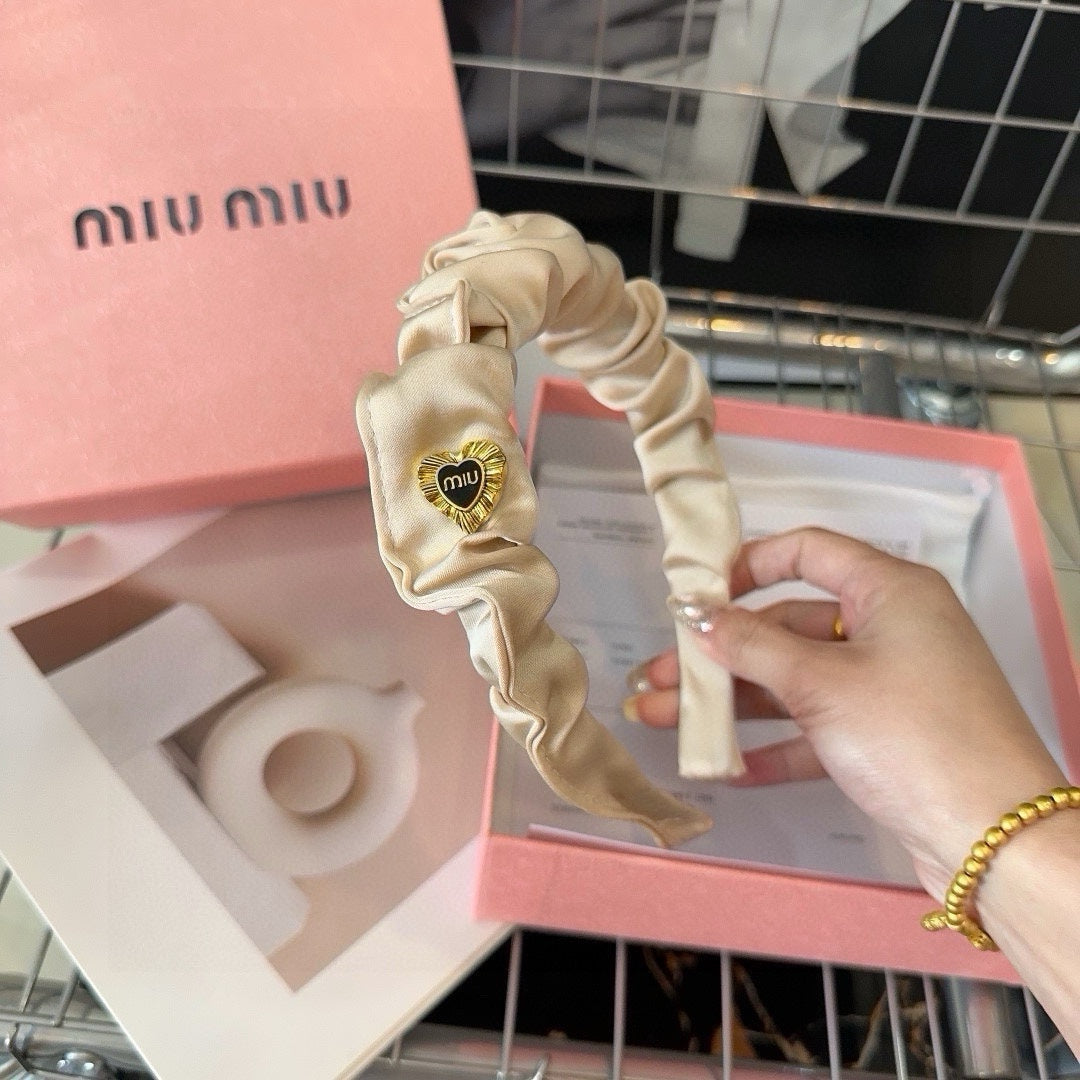 HEADBAND IN BEIGE COTTON GOLD HARDWARE 425519